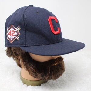 Cleveland Jackie Robinson #42 Hat Men 7 5/8 Blue New Era 59FiFTY Fitted On-Field